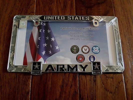 U.S MILITARY ARMY HEAVY DUTY METAL LICENSE PLATE FRAME 3D RAISED LETTERS