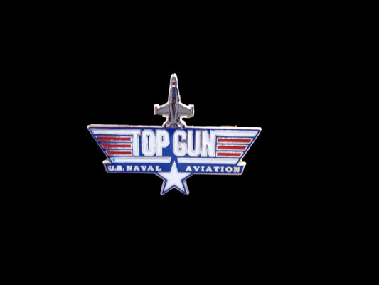 U.S NAVY TOP GUN HAT LAPEL PIN US NAVAL AVIATION DOUBLE POST BACK