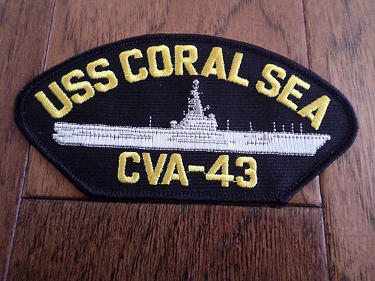 U.S NAVY SHIP HAT PATCH. USS CORAL SEA CVA - 43  NAVY CARRIER HAT PATCH