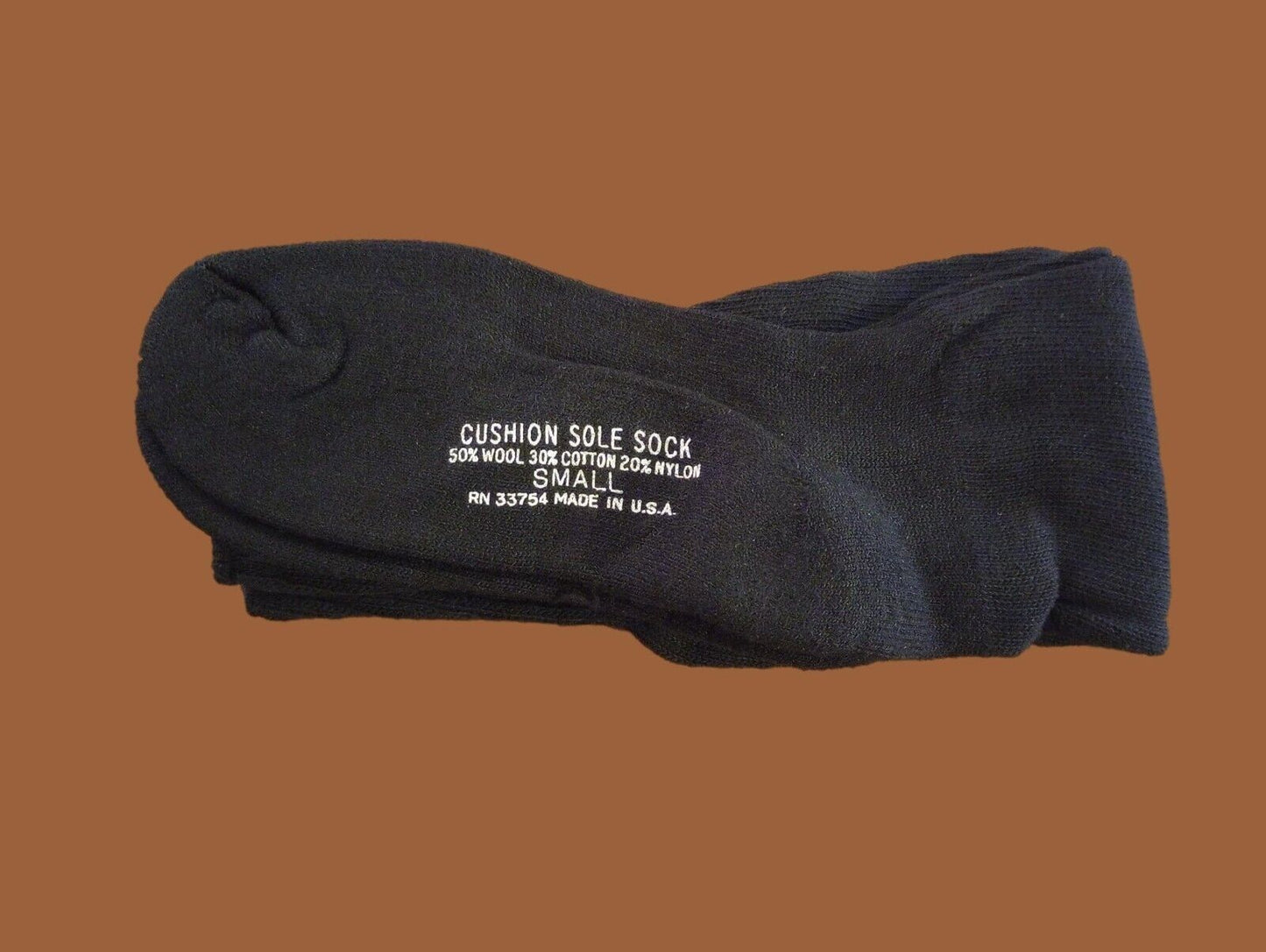 NEW MILITARY CUSHION SOLE WOOL BLEND SOCKS U.S.A MADE BLACK SMALL