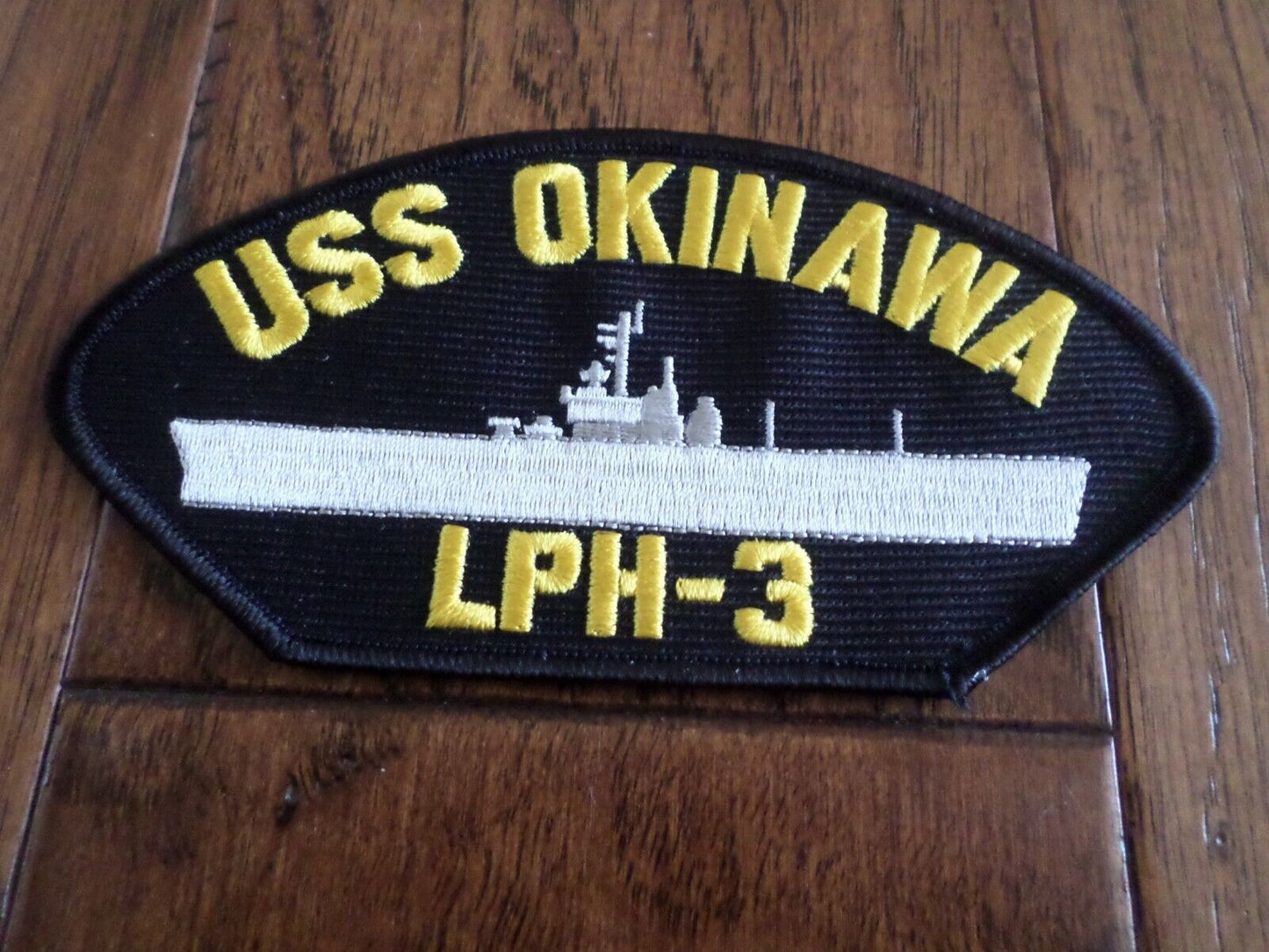 USS OKINAWA LPH-3 U.S NAVY SHIP HAT PATCH U.S.A MADE 3 X 6 HEAT TRANSFER