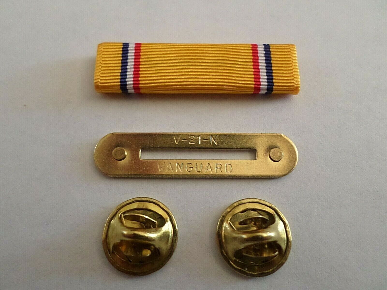 Army Service Ribboon AMERICAN DEFENSE SERVICE RIBBON WITH BRASS RIBBON HOLDER U.S MILITARY ...