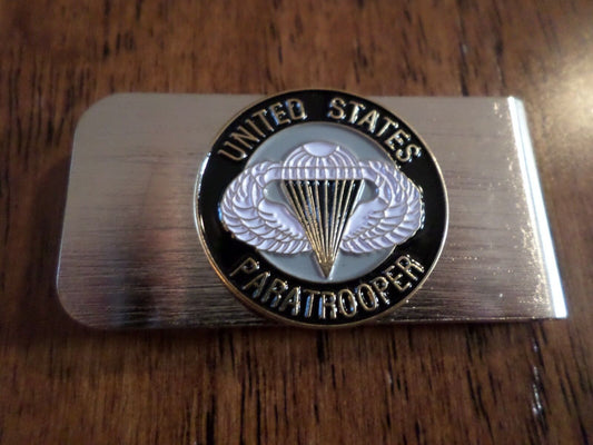 U.S MILITARY ARMY PARATROOPER METAL MONEY CLIP U.S.A MADE