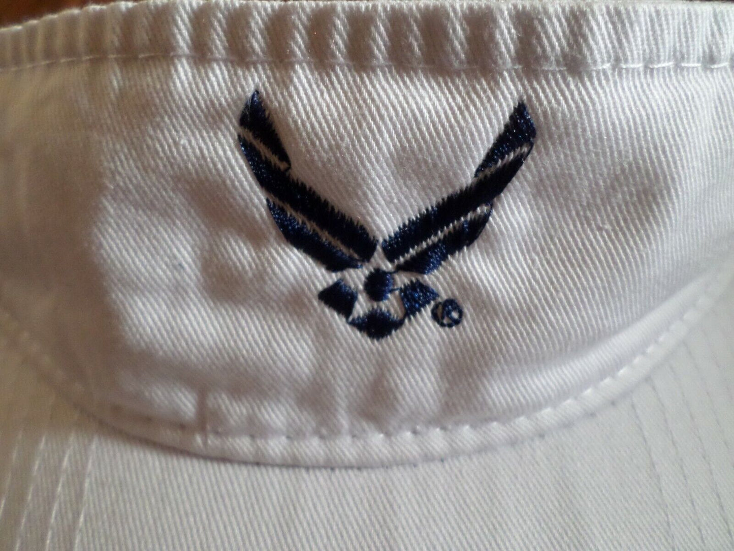 U.S AIR FORCE SUN VISOR CAP WHITE HAT WITH EMBROIDERED AIR FORCE WINGS LOGO