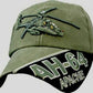 U.S ARMY AH-64 APACHE HAT EMBROIDERED MILITARY BALL CAP STONE WASHED OD GREEN