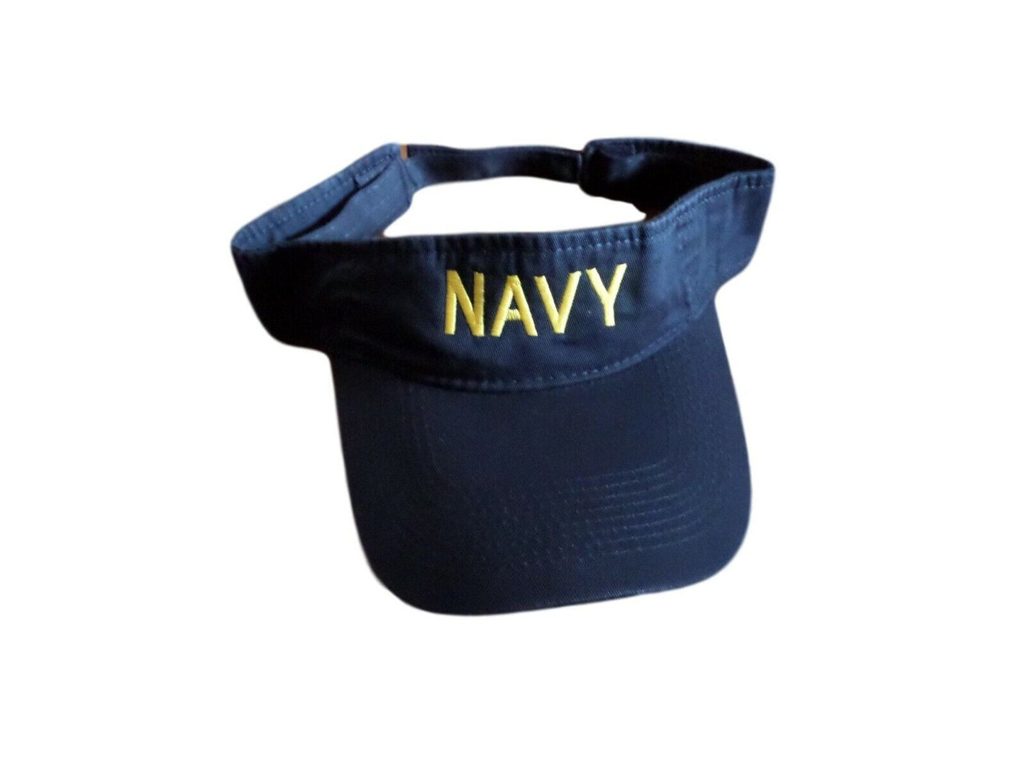 U.S NAVY SUN VISOR CAP BLUE HAT WITH EMBROIDERED YELLOW NAVY