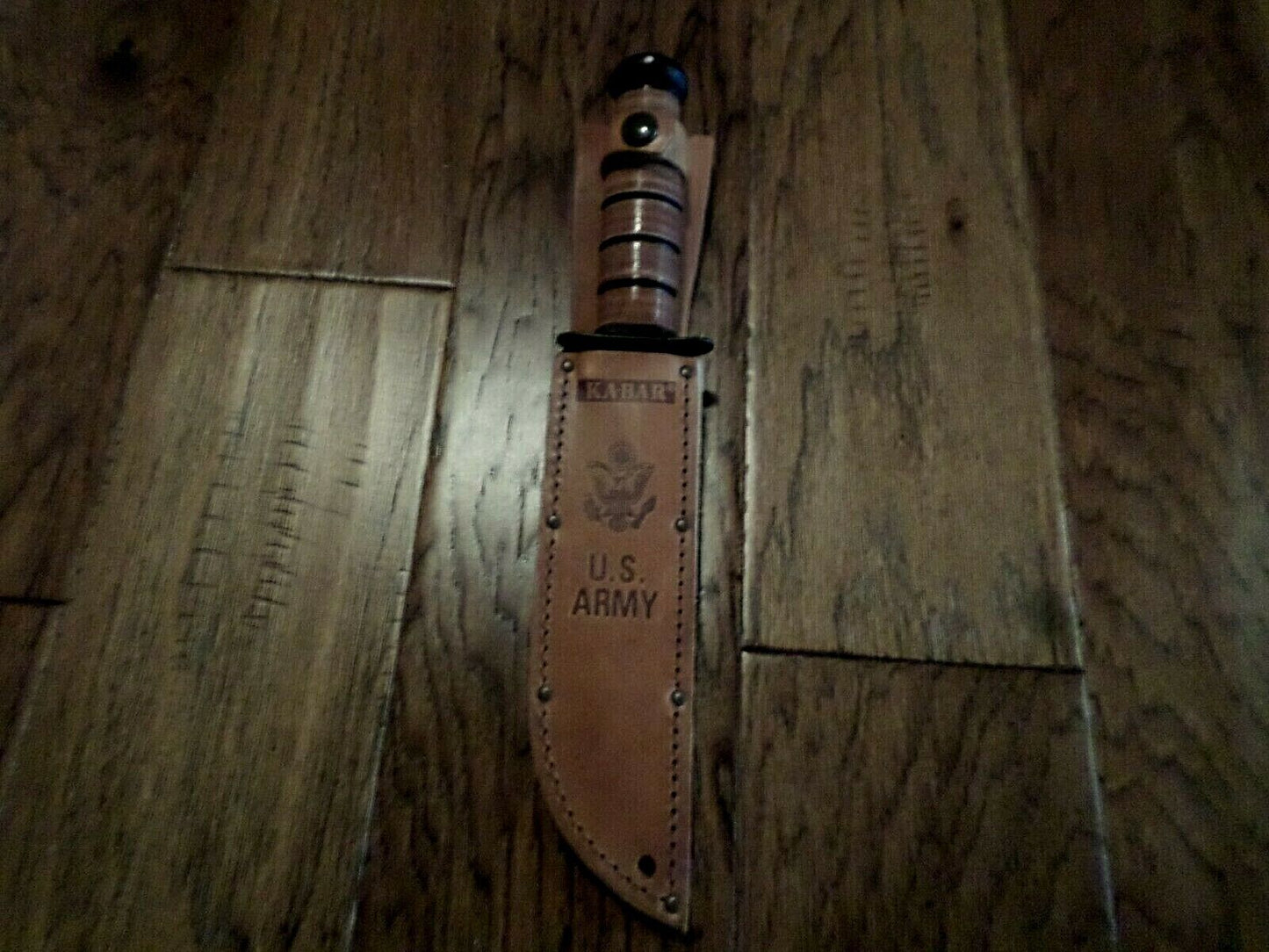 U.S MILITARY ARMY KA-BAR KNIFE & LEATHER SHEATH KABAR FULL SIZE COMBAT KNIFE