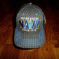 NAVY DOUBLE PINSTRIPED EMBROIDERED 6 PANEL CAP OFFICIALLY LICENSED NAVY HAT
