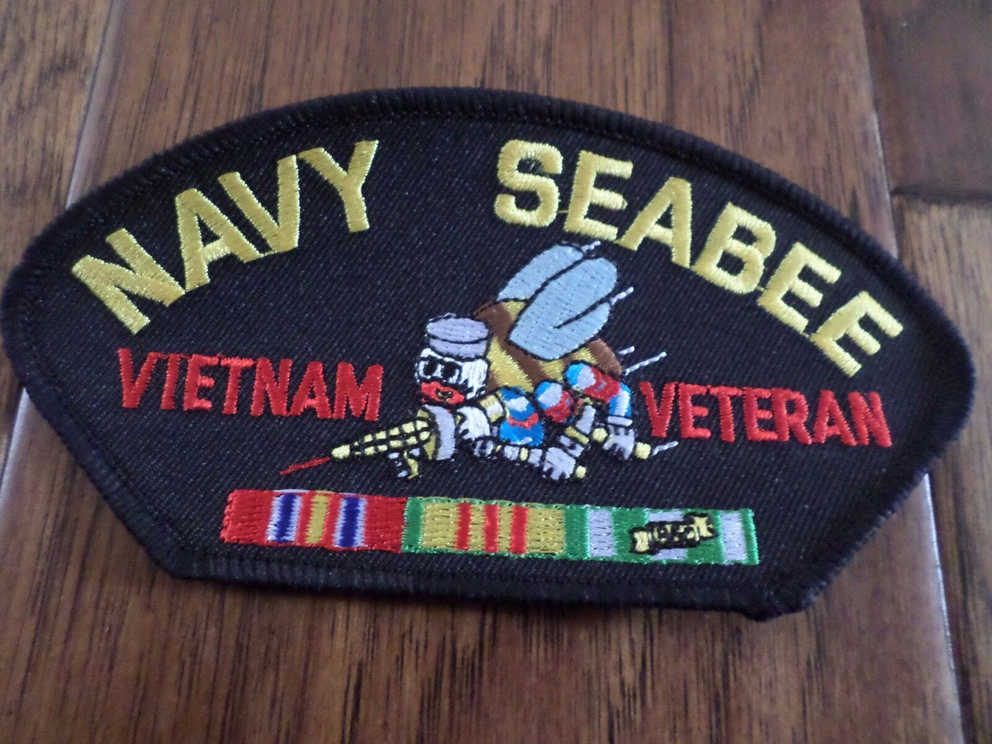 U.S MILITARY NAVY SEABEE VIETNAM VETERAN HAT PATCH  3" X 5"