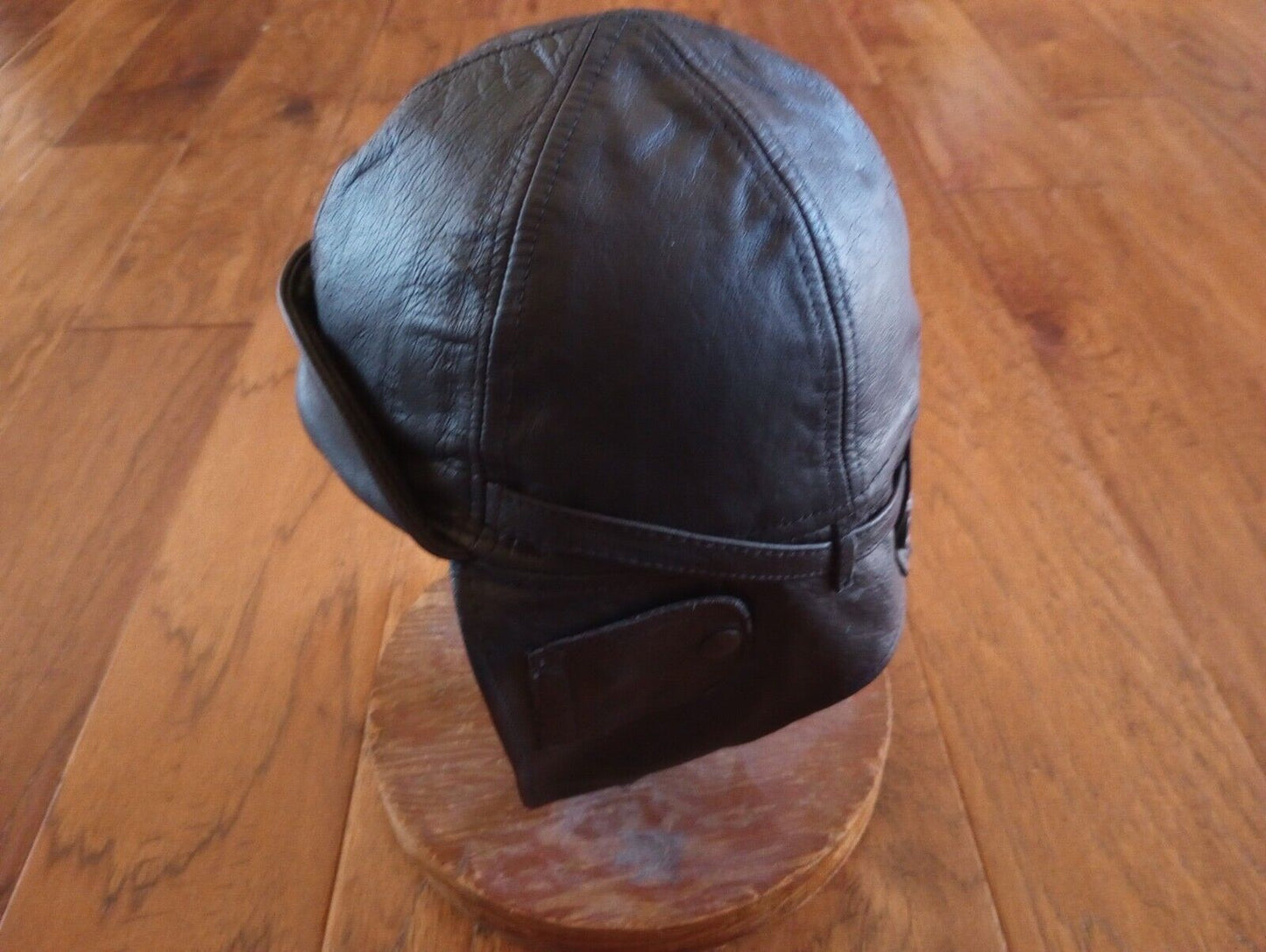 LEATHER AVIATOR HELMET CAP WWII GERMAN BLACK NEW REPRODUCTION X-LARGE