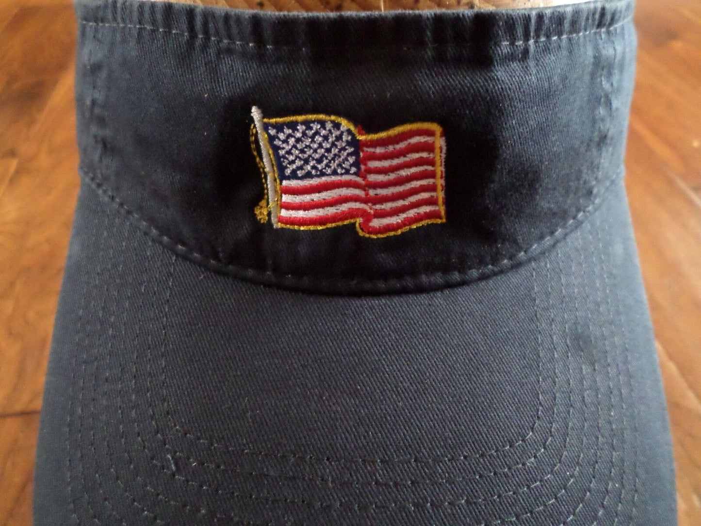 U.S FLAG SUN VISOR CAP BLUE HAT WITH EMBROIDERED UNITED STATES FLAG