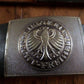 POST WAR WEST GERMAN ARMY BW LEATHER BELT + BUCKLE SIZE LARGE 110CM 42" INCHES