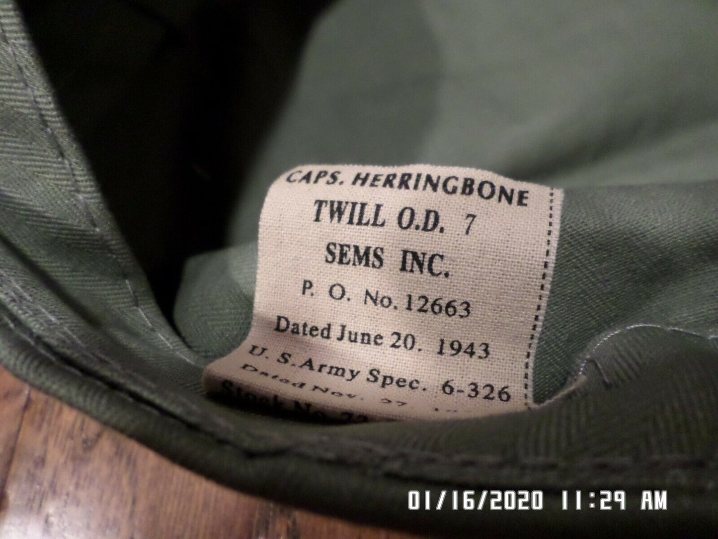U.S MILITARY WWII REPRODUCTION  HBT CAP HAT SIZE X- LARGE HERRINGBONE TWILL