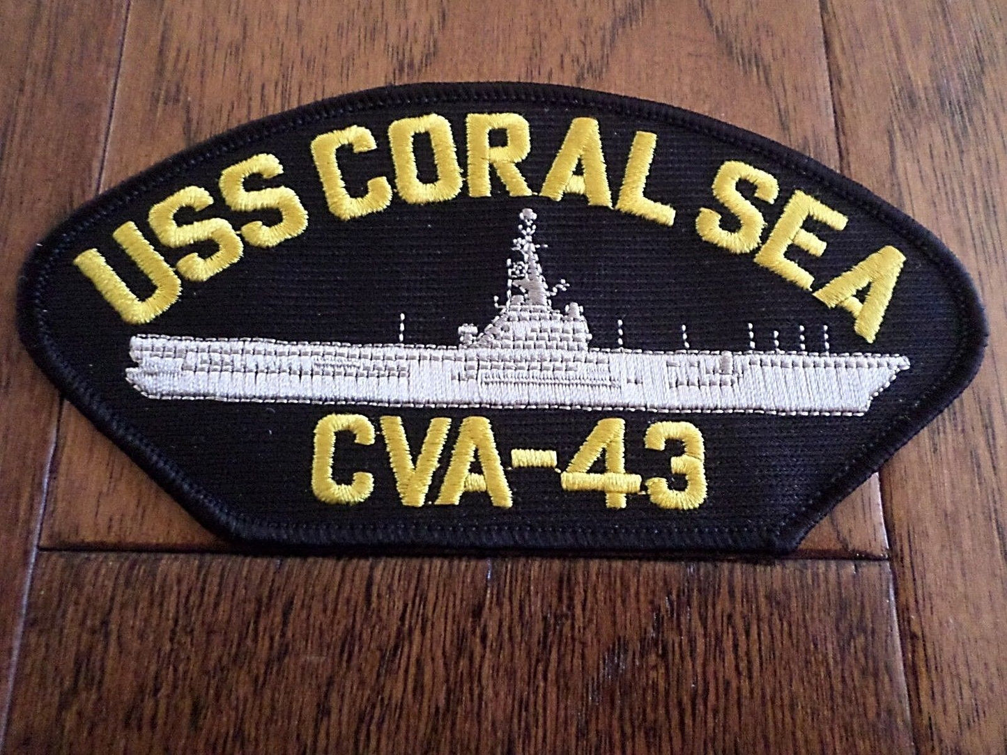 U.S NAVY SHIP HAT PATCH. USS CORAL SEA CVA - 43  NAVY CARRIER HAT PATCH