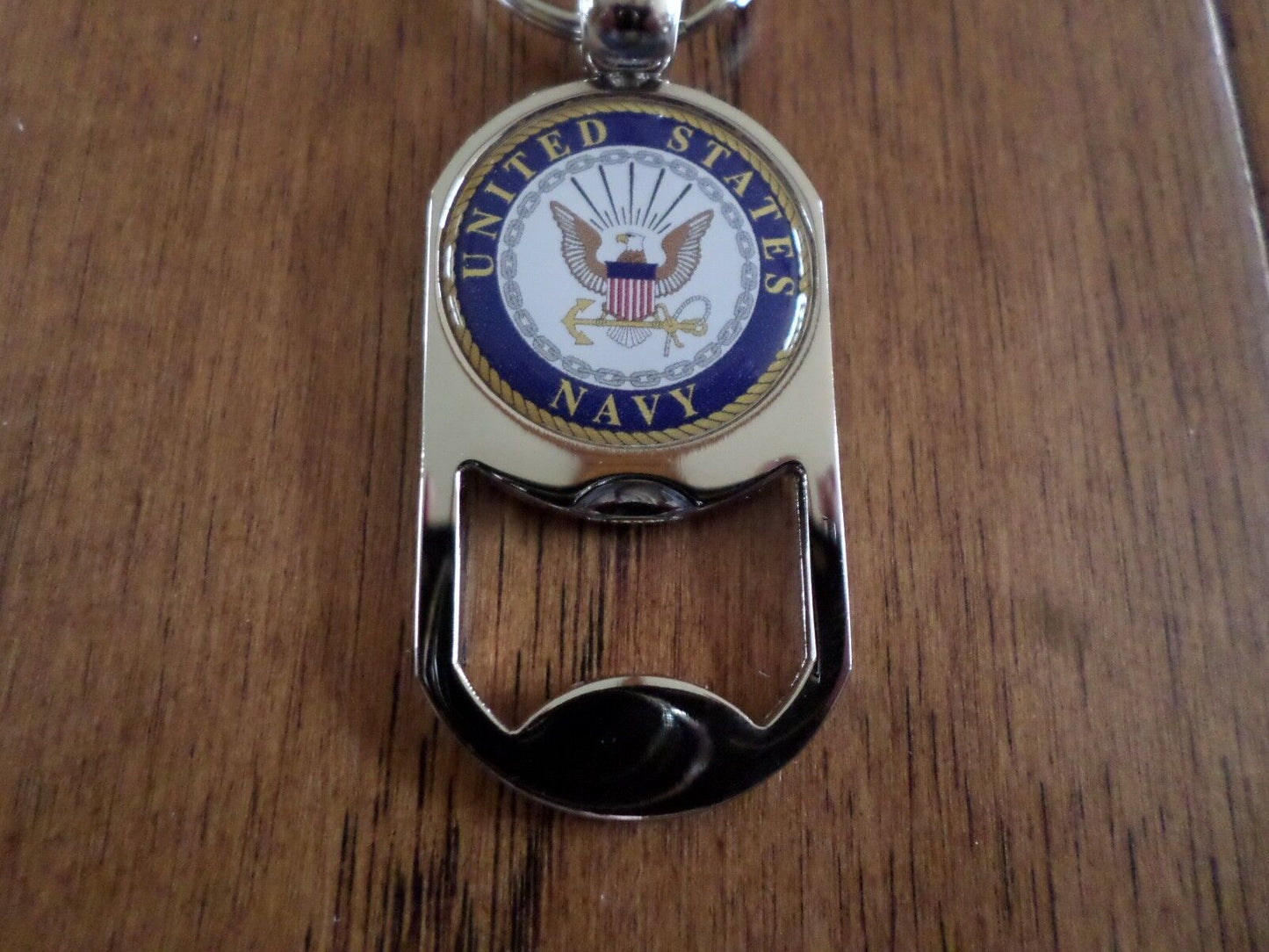 MILITARY NAVY METAL KEY CHAIN / KEY RING BOTTLE OPENER U.S NAVY INSIGNIA NEW