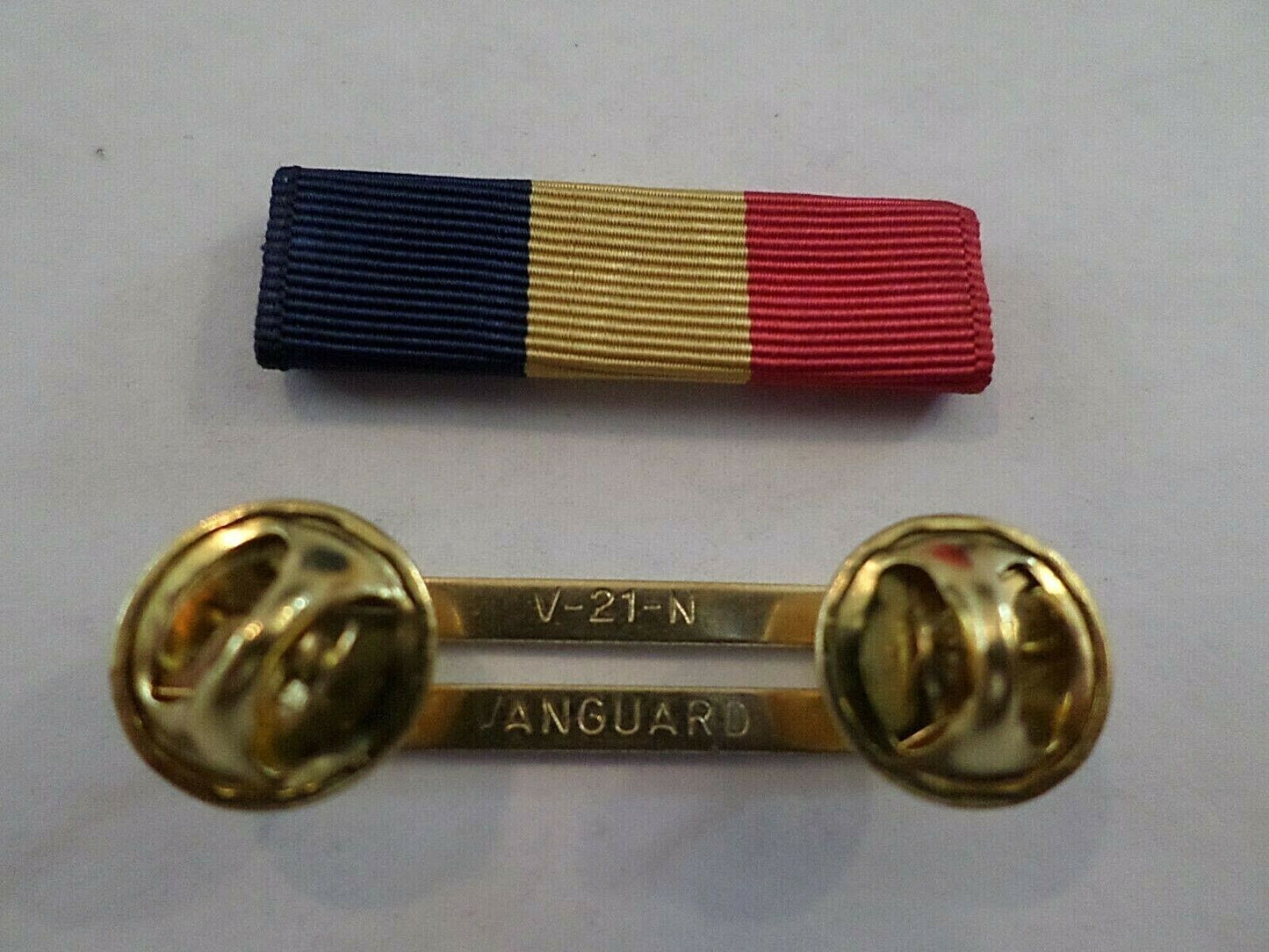 NAVY MARINE CORPS MEDAL RIBBON WITH BRASS RIBBON HOLDER US MILITARY ISSUE