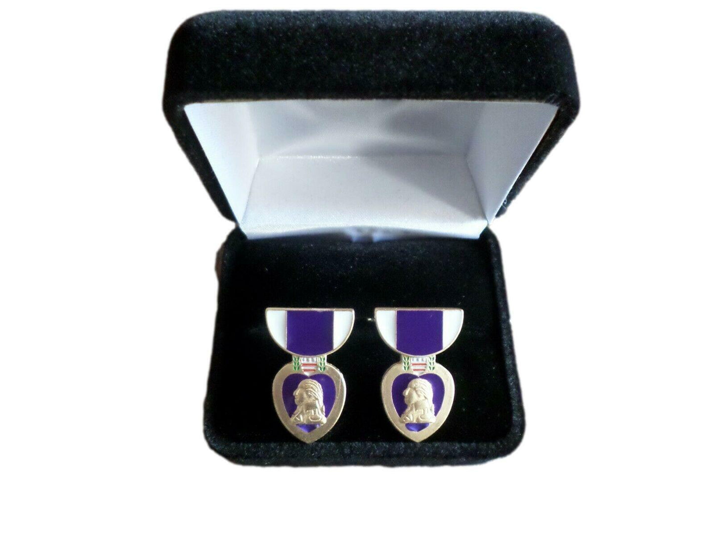 U.S MILITARY PURPLE HEART CUFFLINKS WITH JEWELRY BOX 1 SET CUFF LINKS BOXED