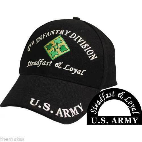 U.S ARMY 4TH INFANTRY DIVISION HAT MILITARY BASEBALL CAP STEADFAST & LOYAL