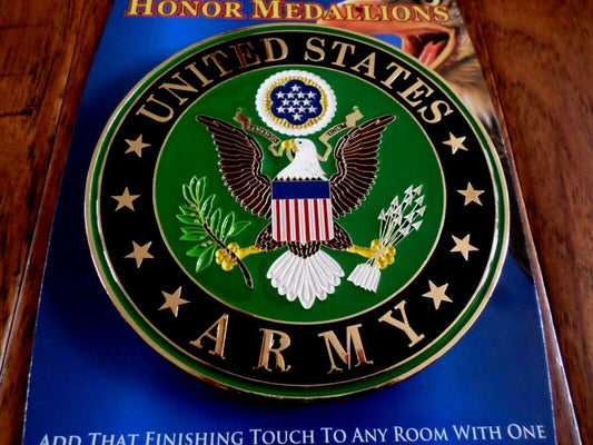 U.S ARMY METAL MEDALLION ENAMEL SHADOW BOX PRESENTATION EMBLEM PLAQUE 4" X 4"