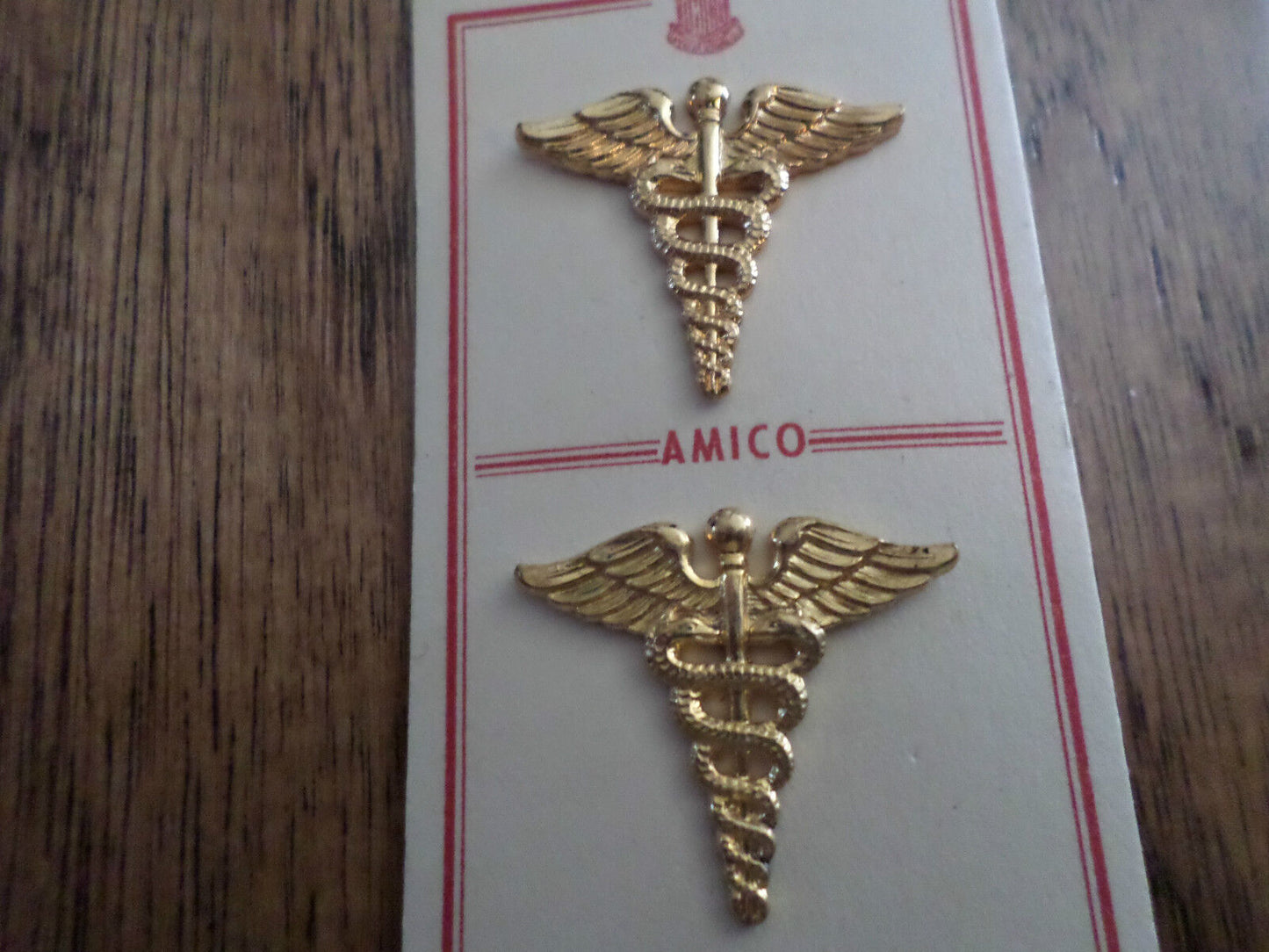 U.S MILITARY WWII MEDICAL CORPS COLLAR INSIGNIA NEW ON CARDS