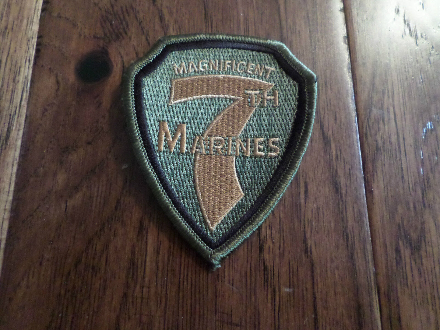 U.S. MILITARY MARINE CORPS MAGNIFICENT 7 PATCH SUBDUE OD GREEN GOOD QUALITY