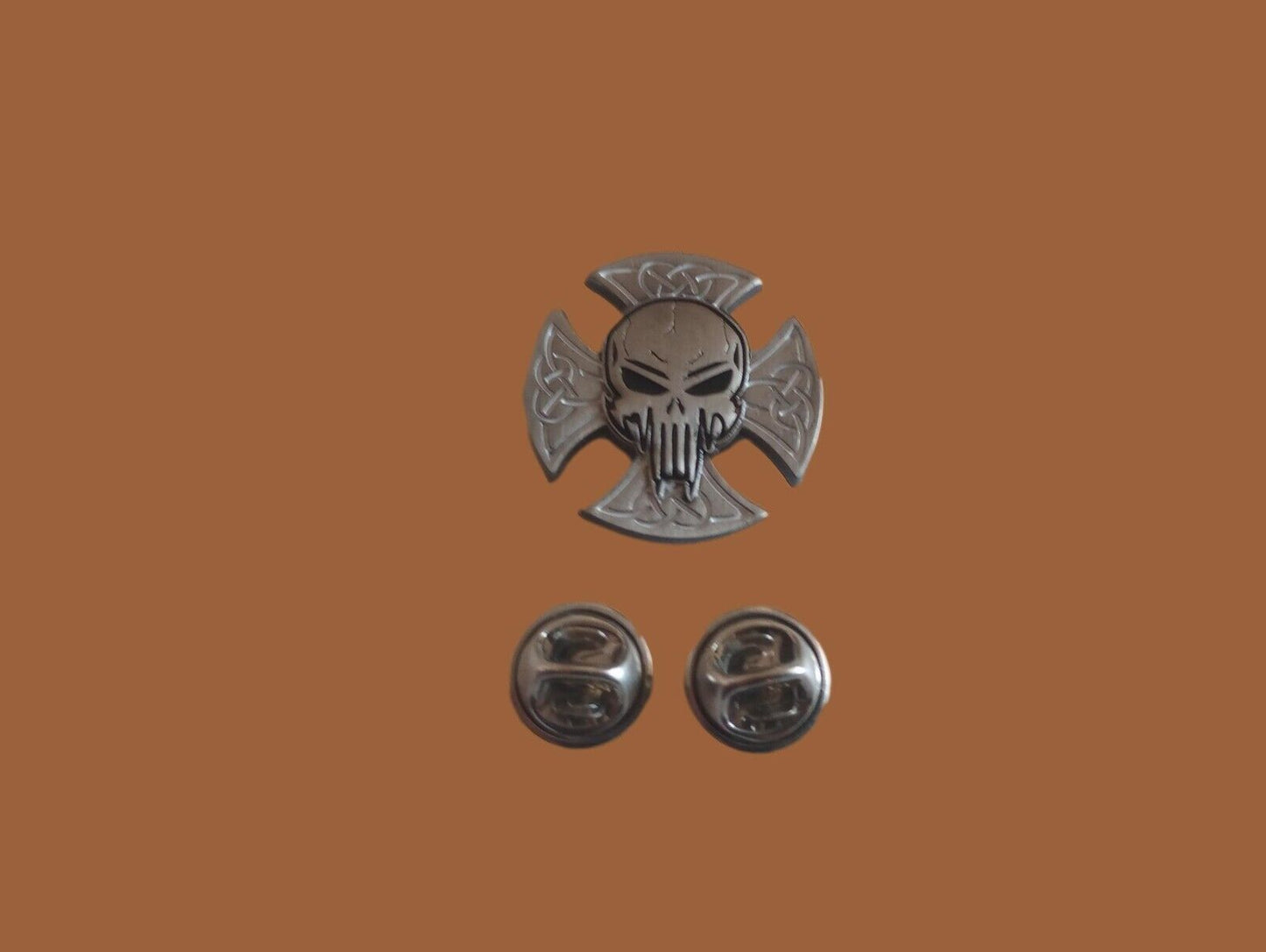 IRON CROSS HAT PIN LAPEL DOUBLE POST PIN PUNISHER SKULL & SHIELD – Clay ...