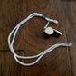 METAL NICKEL PLATED PEA CORK WHISTLE WITH LANYARD POLICE COACH EMERGENCY