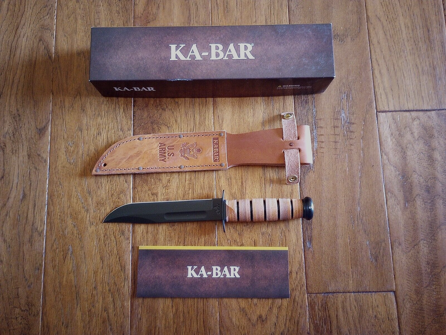 U.S MILITARY ARMY KA-BAR KNIFE & LEATHER SHEATH KABAR FULL SIZE COMBAT KNIFE