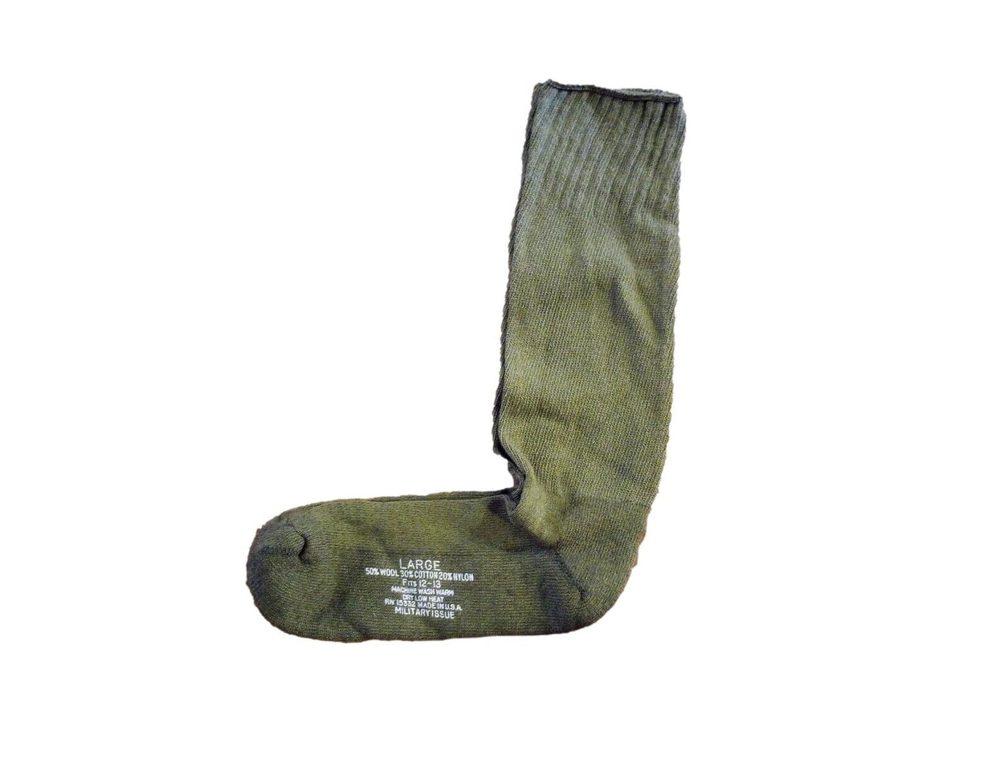 NEW MILITARY ISSUE CUSHION SOLE WOOL BLEND SOCKS U.S.A MADE OD GREEN LARGE