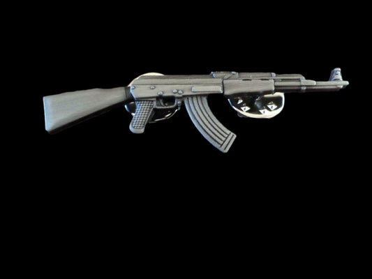 MILITARY AK-47 RIFLE HAT LAPEL PIN DOUBLE CLUTCH BACK GOOD QUALITY