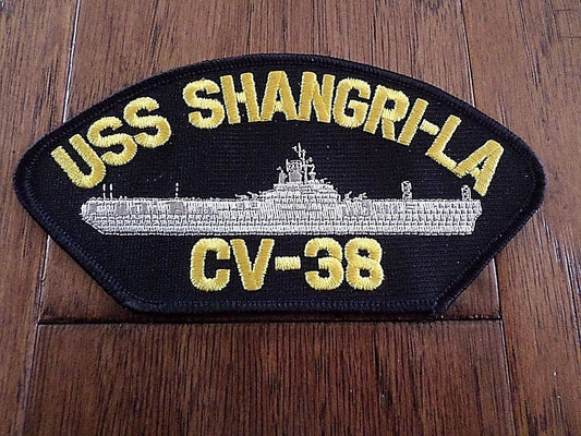 USS SHANGRI- LA CV-38 U.S NAVY SHIP HAT PATCH CARRIER U.S.A MADE HEAT TRANSFER