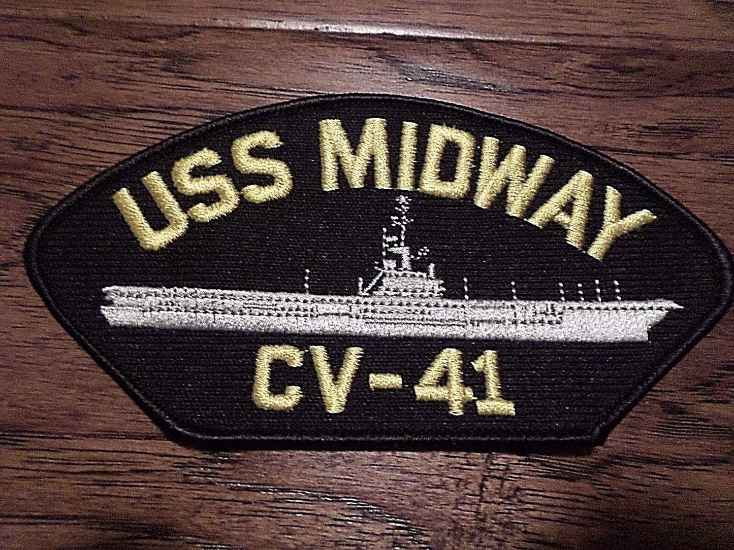 U.S NAVY SHIP HAT PATCH USS MIDWAY CV - 41 NAVY CARRIER USA MADE HEAT TRANSFER