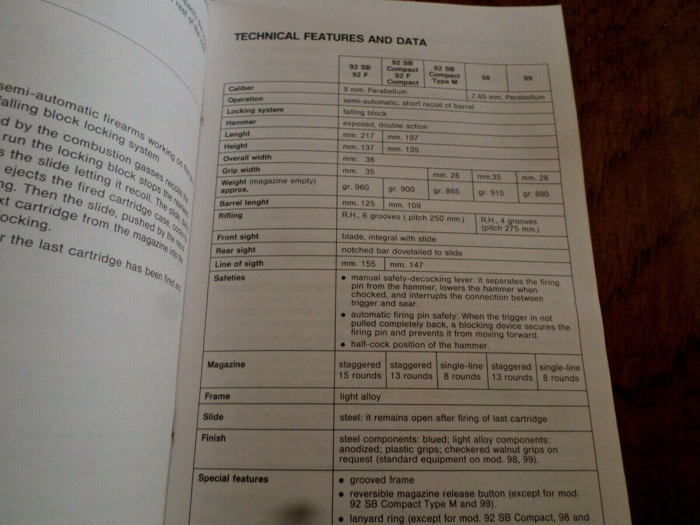 U.S ARMY BERETTA TAURUS HANDBOOK 92F TM PISTOL OPERATORS MAINTENANCE INSTRUCTION