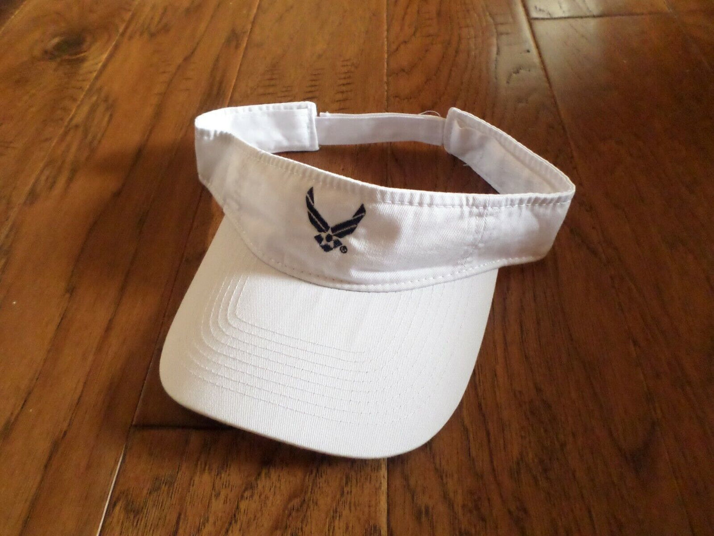 U.S AIR FORCE SUN VISOR CAP WHITE HAT WITH EMBROIDERED AIR FORCE WINGS LOGO