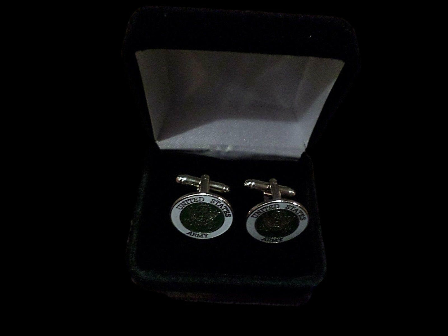 U.S MILITARY ARMY CUFFLINKS WITH JEWELRY BOX 1 SET CUFF LINKS BOXED