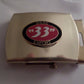 U.S MILITARY BLACK WEB BELT WITH BIERE 33 EXPORT BRASS BUCKLE U.S.A MADE