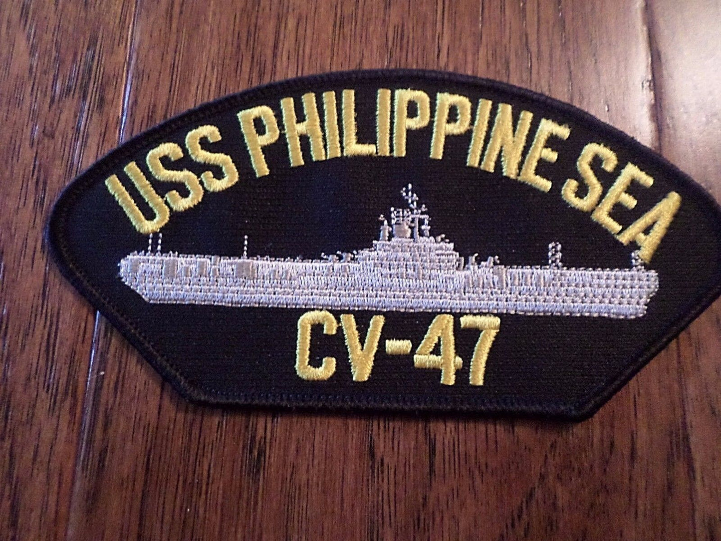 U.S NAVY SHIP HAT PATCH. USS PHILIPPINE SEA CV-47 U.S.A MADE HEAT TRANSFER