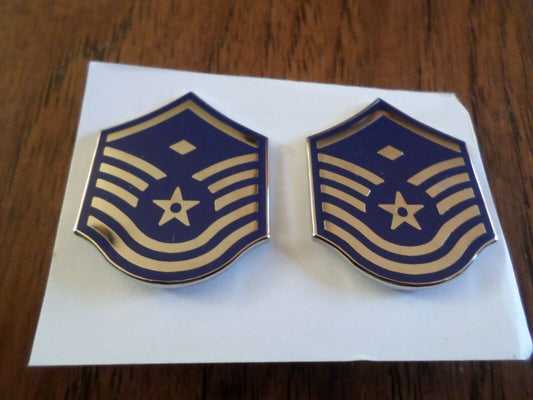 US Air Force Metal Collar Rank Insignia Master Sergeant With 1st SGT DES E-7 New