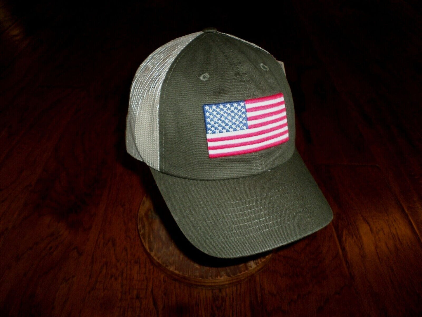 U.S American Flag Hat Cap Cotton Mesh Back OD Green Baseball Cap