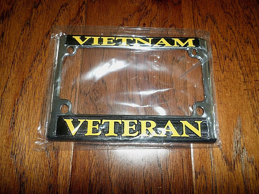 U.S MILITARY VIETNAM VETERAN METAL MOTORCYCLE LICENSE PLATE FRAME U.S.A MADE