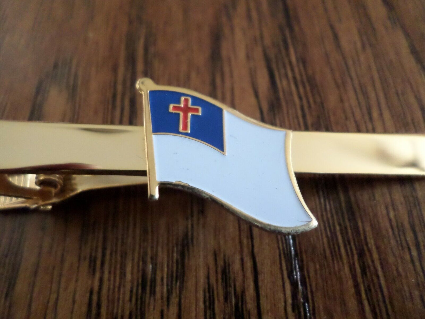 CHRISTIAN FLAG TIE BAR TIE TAC RELIGIOUS INSPIRATIONAL U.S.A MADE