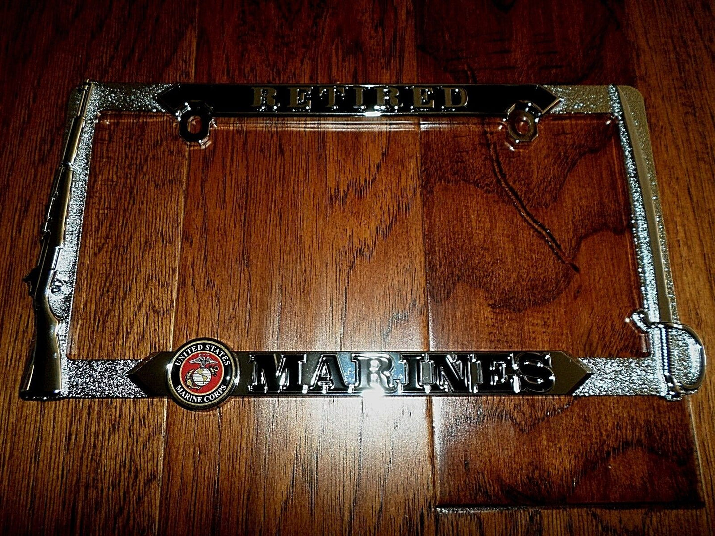 U.S MARINE CORPS RETIRED USMC HEAVY DUTY 3D METAL LICENSE PLATE FRAME