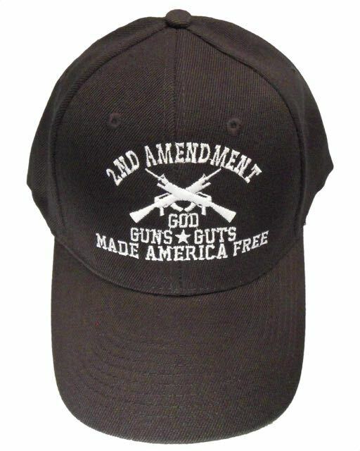 2nd AMENDMENT HAT GOD GUNS GUTS MADE AMERICA FREE CAP EMBROIDERED