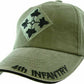 U.S ARMY 4TH INFANTRY DIVISION HAT MILITARY BASEBALL CAP OD GREEN STONE WASHED