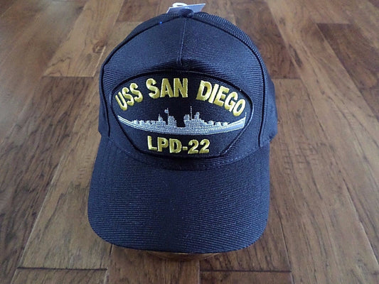 USS SAN DIEGO LPD-22 U.S NAVY SHIP HAT OFFICIAL U.S MILITARY BALL CAP U.S.A MADE
