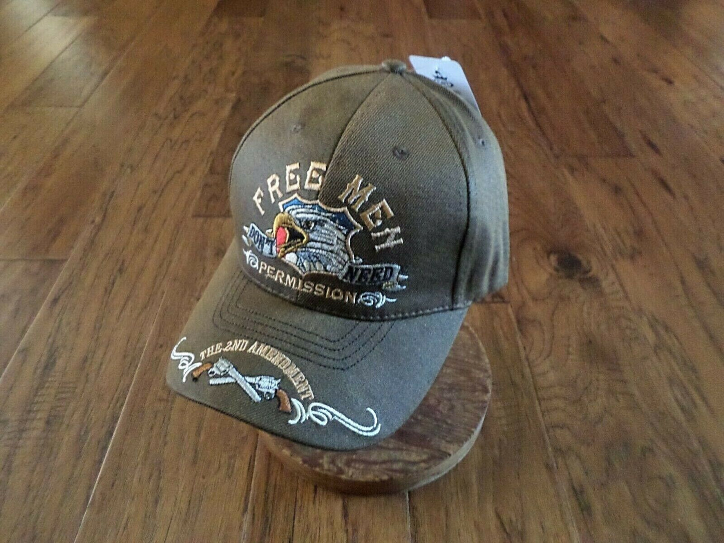 FREE MEN 2nd AMENDMENT PREMIUM OILSKIN 6 PANEL CAP EMBROIDERED HAT