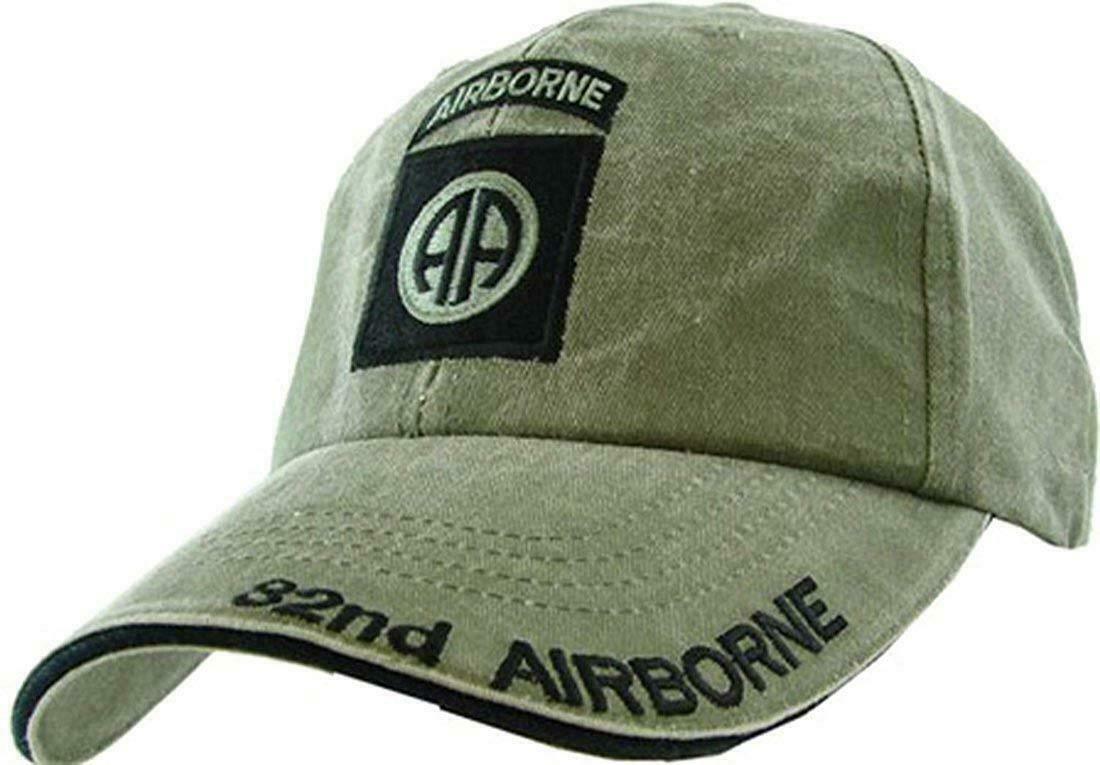 ARMY 82nd AIRBORNE HAT EMBROIDERED MILITARY BALL CAP STONE WASHED OD GREEN