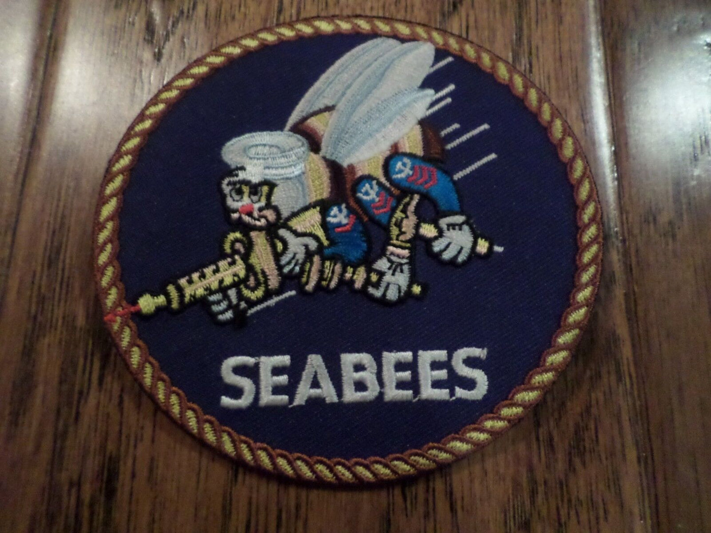 U.S.MILITARY NAVY SEABEES PATCH 4" X 4" ROUND HAT OR JACKET PATCH