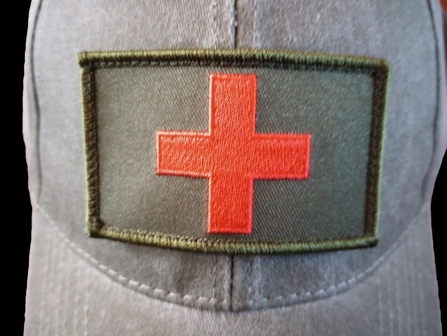 MEDIC RED CROSS MILITARY HAT OD GREEN MASH BASEBALL CAP H&L PATCH