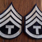 ORIGINAL US ARMY WWII TECH SERGEANT STRIPES SILVER ON BLACK TWILL PATCHES